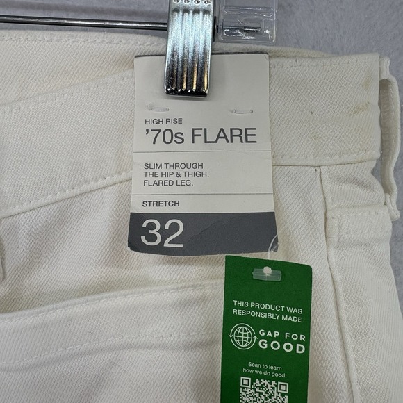 GAP 70s‎ Flare Jeans Women's Sz 32/14 White Stretch High Rise Festival Retro NWT - Picture 4 of 8